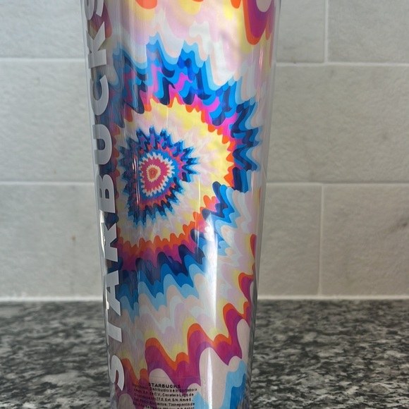 NWT Starbucks Tie Dye Tumbler Venti Cold Drink Blue 24oz - Picture 2 of 8